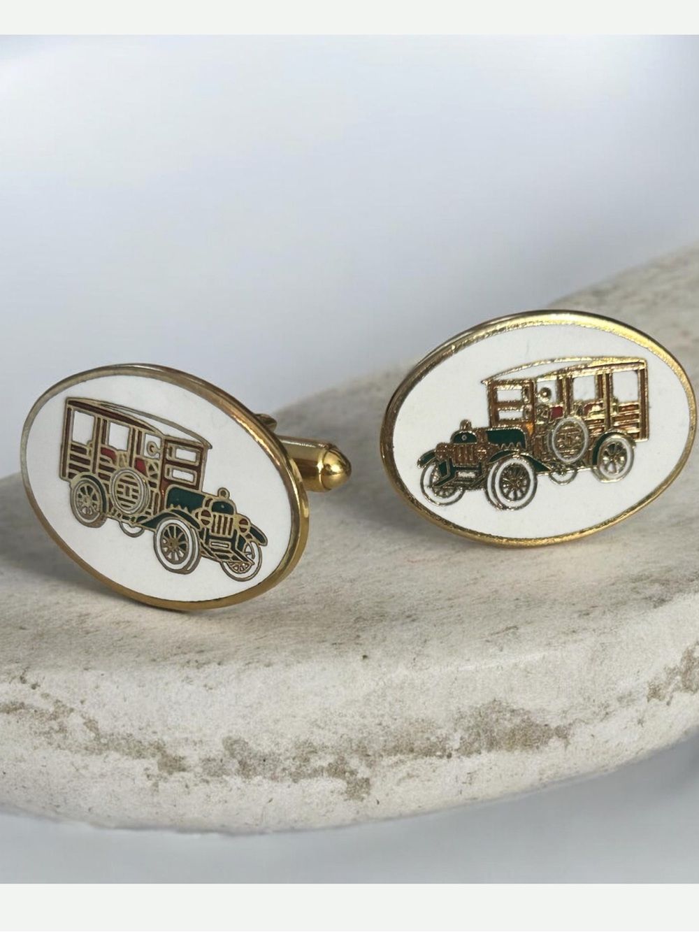 Vintage 1970’s Avon Enameled Antique Automobiles Cuff Links